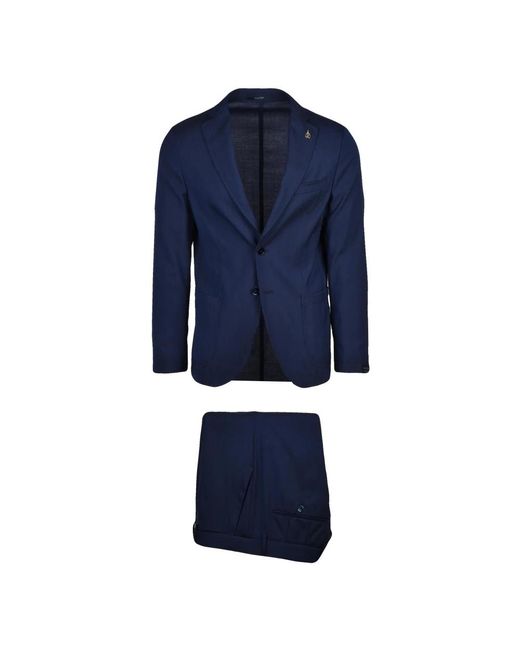 Paoloni Blue Single Breasted Suits for men