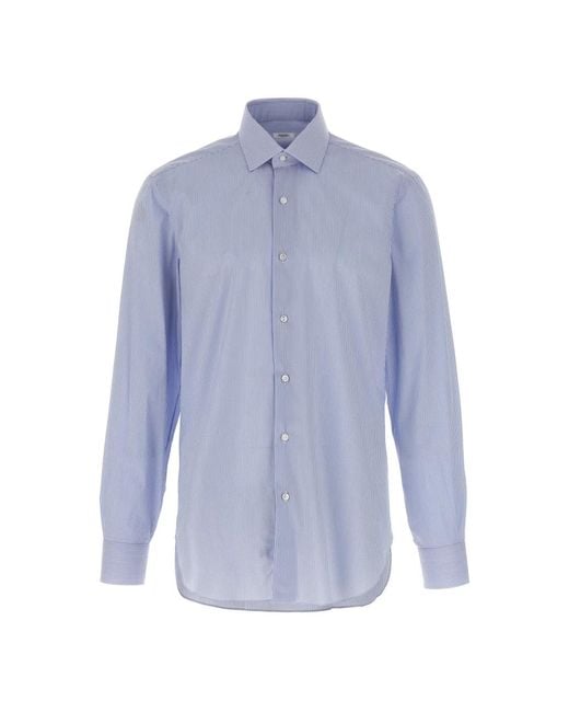 Barba Napoli Blue Formal Shirts for men