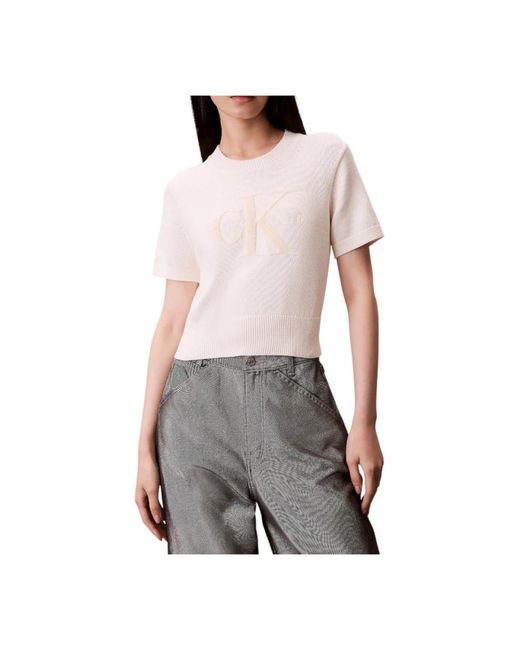 Calvin Klein Gray Round-Neck Knitwear