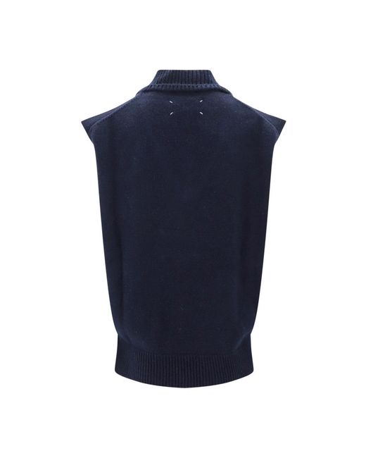 Maison Margiela Blue Sleeveless Knitwear for men