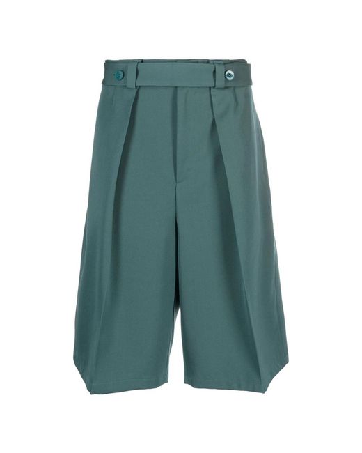 Jil Sander Korte Broeken ,Groen ,Wol Groene Wollen Casual Elegante Lange Shorts in het Green voor heren