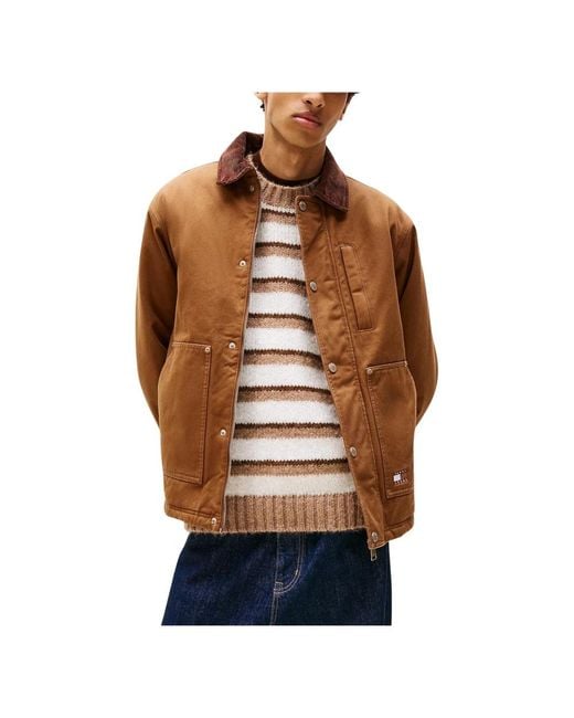 Tommy Hilfiger Baumwoll-Chore-Jacke Mit Cordkragen in Brown für Herren