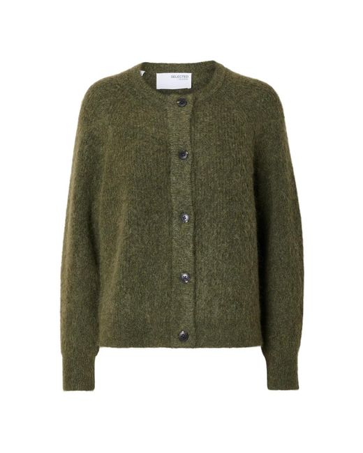 SELECTED Green Grüne Strick-Kurzjacke Mit Knopfverschluss