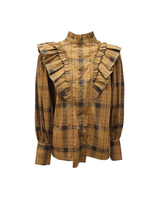 Blouses Ganni de color Brown