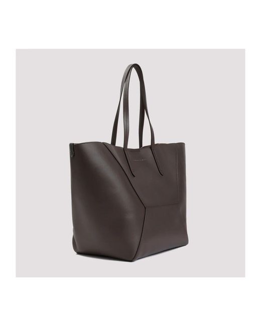 Brunello Cucinelli Black Lederhandtasche in testa moro
