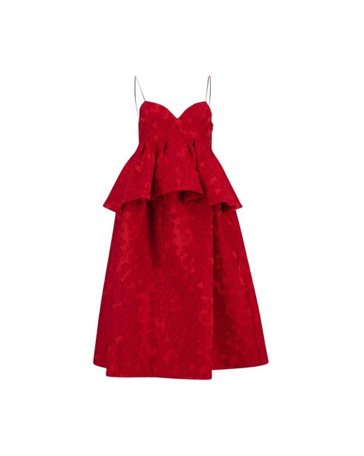 LaDoubleJ Kleedjes ,Rood ,Leer Satine Peplum Midi Jurk in het Red