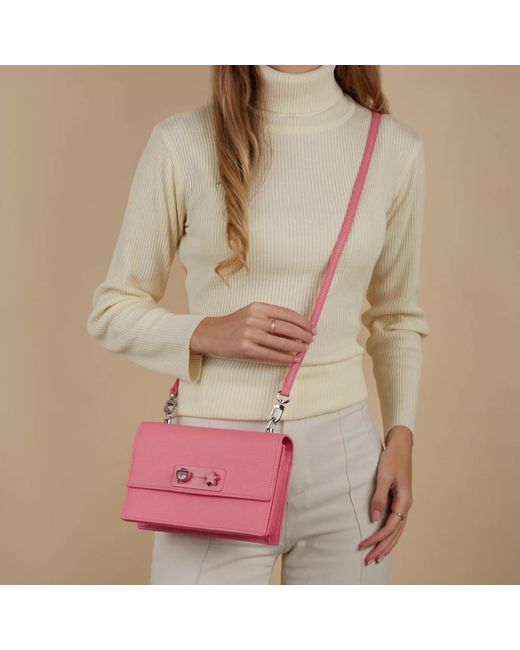 Chiara Ferragni Zwarte Faux Leren Schoudertas in het Pink