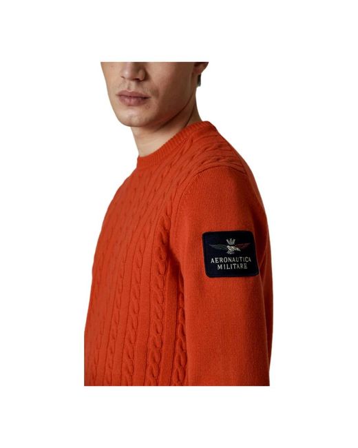 Aeronautica Militare Red Round-Neck Knitwear for men