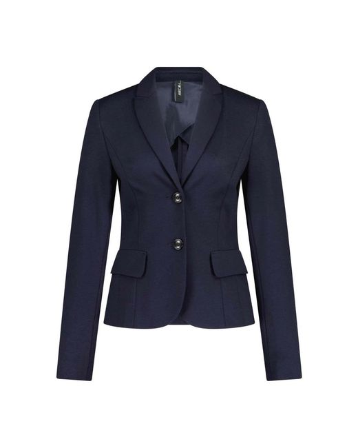 Marc Cain Blue Taillierter jersey-blazer, eleganter stil