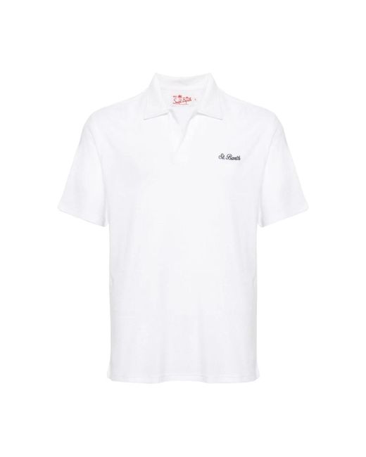 Mc2 Saint Barth Weißes polo-t-shirt mit frottee-effekt in White für Herren