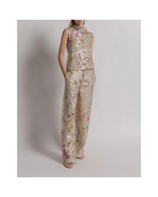 Alberta Ferretti Natural Wide Trousers