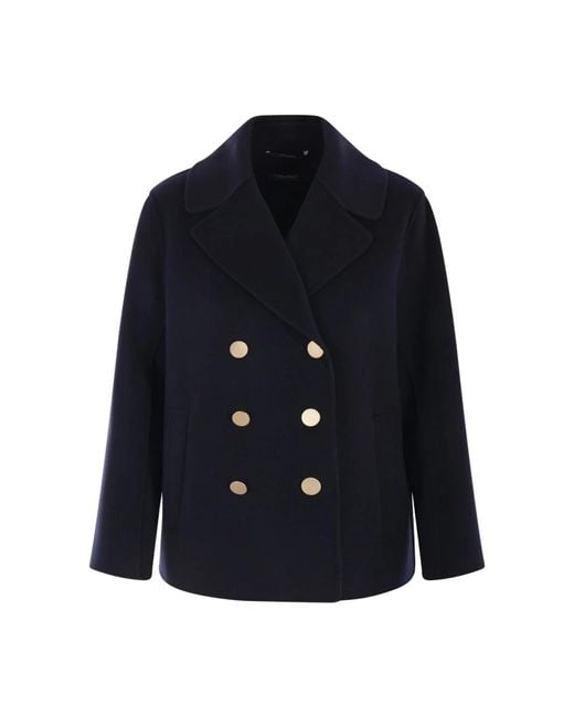 Max Mara Double-Breasted Coats in het Blue