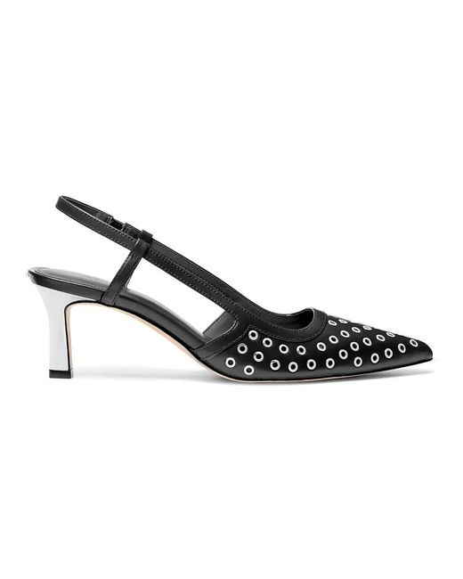 Michael Kors Black Schwarze Eyelet-Leder-Slingback-Pumps
