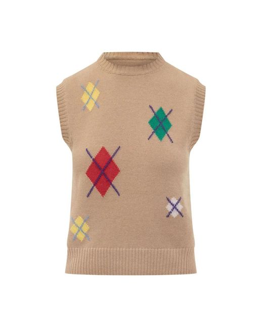 MSGM Brown Round-Neck Knitwear