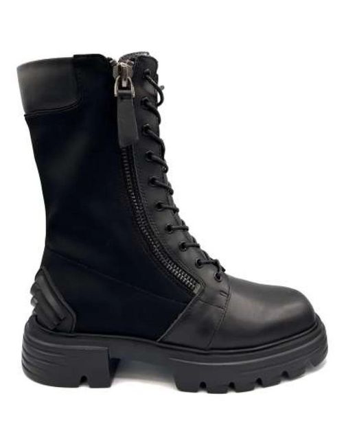 Jeannot Black Lace-Up Boots