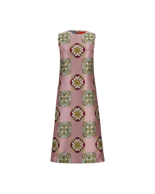 LaDoubleJ Kleedjes ,Veelkleurig ,Polyester Nucleus Column Dress in het Brown