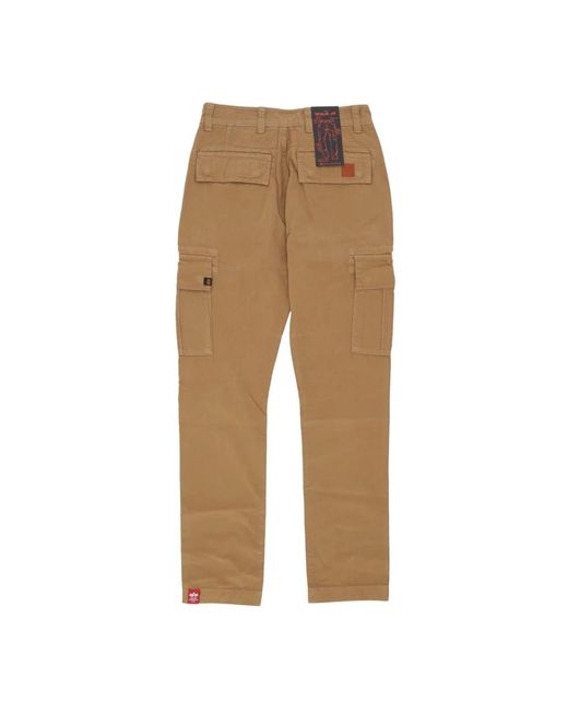 Alpha Industries Broeken ,Bruin ,Katoen Cargo Broek Khaki Rechte Pijp in het Natural voor heren