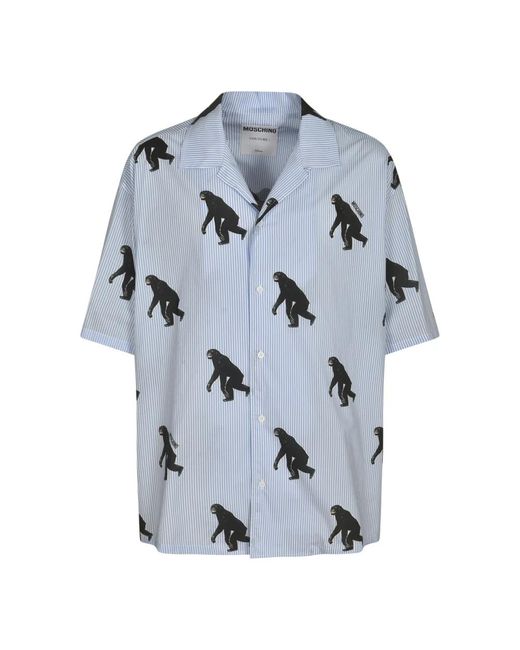 Moschino Blue Short Sleeve Shirts for men