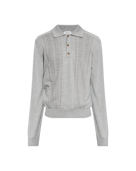 Versace Zijde-Katoen Gebreide Polo in het Gray voor heren