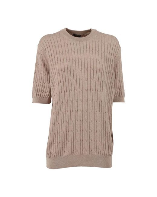 Peserico Brown Round-Neck Knitwear for men