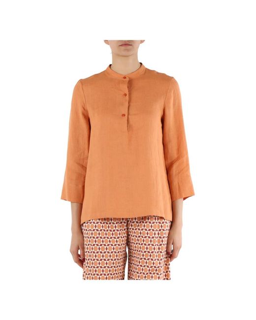 Blusa in lino di Niu in Orange