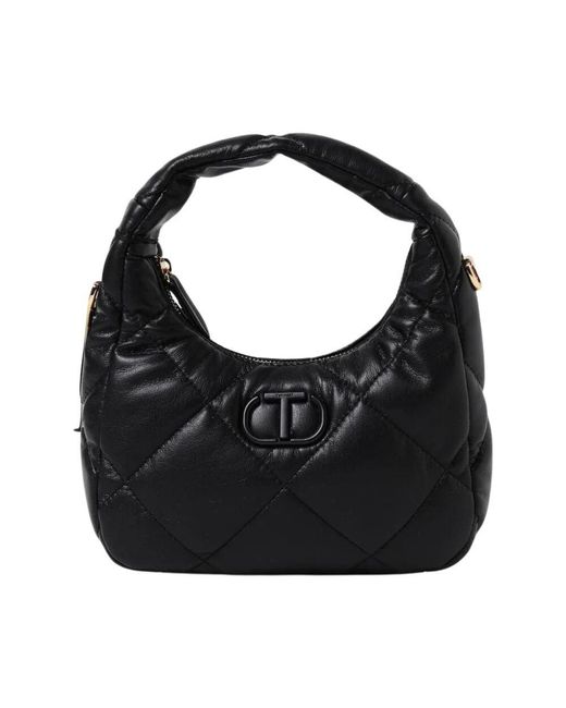 Twinset Black Silberne Stepp-Schultertasche