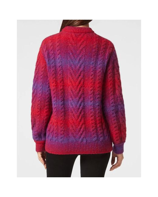 Philipp Plein Wool Knit Pullover Round Neck Ls Skull&Bones in het Red