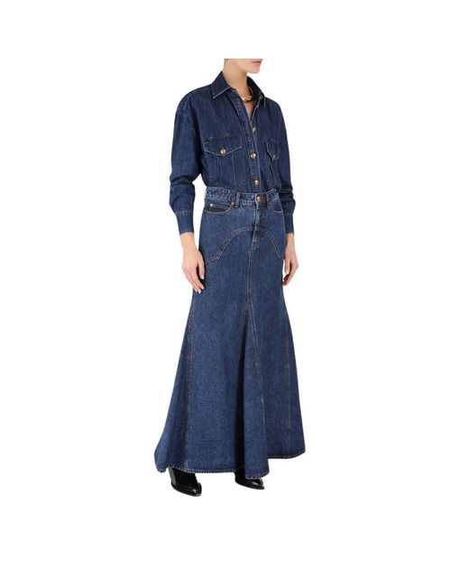 Zimmermann Rokken ,Blauw ,Denim Fishtail Denim Maxi Rok in het Blue