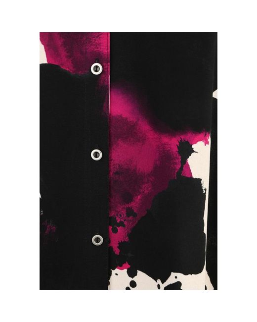 Doris Streich Black Lässige durchgeknöpfte lang-bluse mit klecks-print