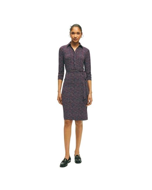 Brooks Brothers Blue Mehrfarbiges stretchkleid