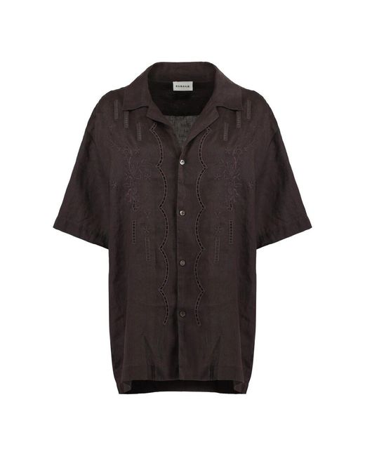 P.A.R.O.S.H. Black Blumenbesticktes leinenhemd