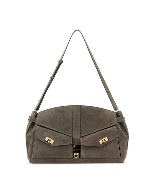 Ferragamo Gray Shoulder Bags