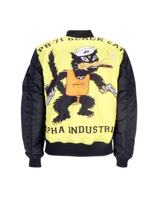 Alpha Industries Jassen ,Zwart ,Polyester Reversible Bomber Jacket Fighter Squadron in het Blue voor heren