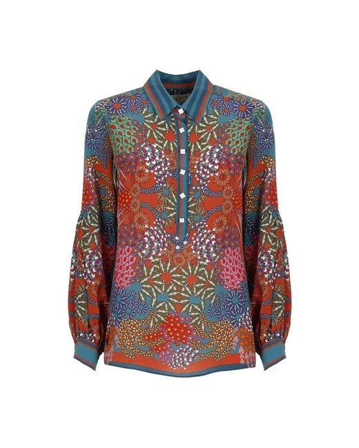 Hale Bob Overhemden ,Veelkleurig ,Bloemen Zijden Shirt Met Juwelen Knopen in het Multicolor