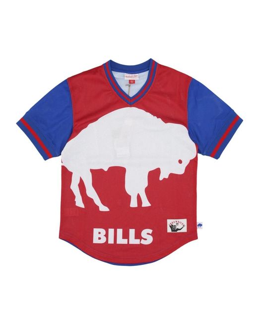 Mitchell & Ness Fitness ,Veelkleurig ,Polyester Nfl Jumbotron 3.0 Mesh V-Hals in het Red voor heren