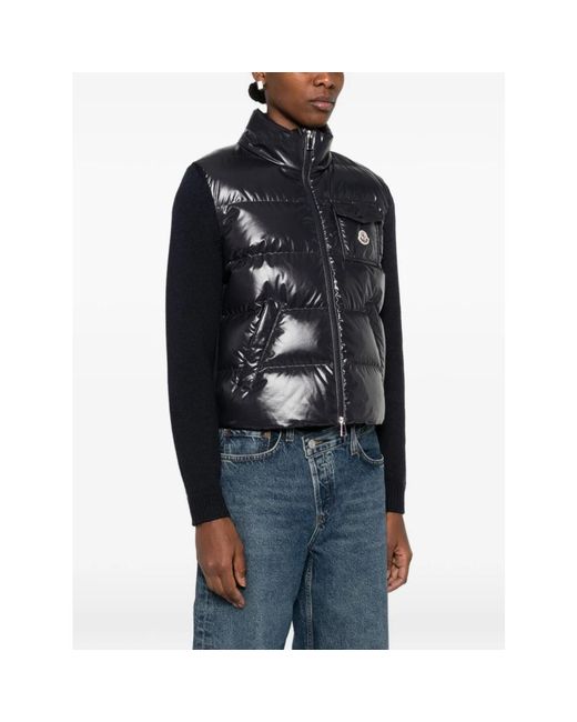 Moncler Gewatteerd Vest Met Ritssluiting in het Black