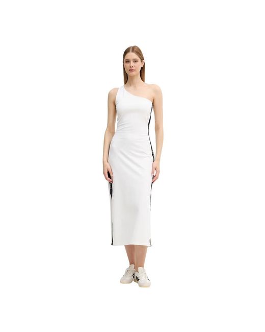 EA7 White Logo Series Stretch Jersey Kleid