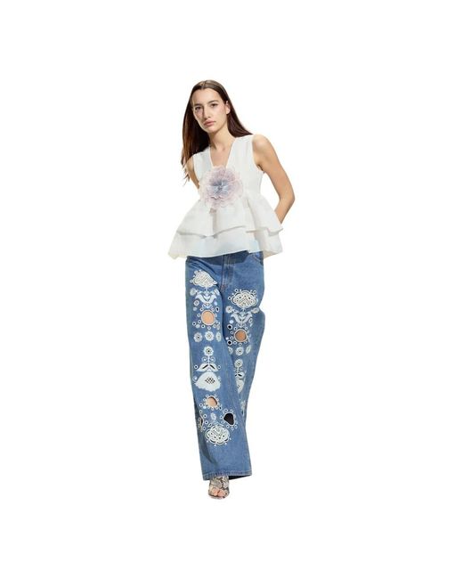 Cynthia Rowley Wide Jeans in het Blue