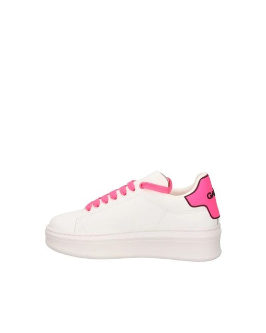 Gaelle Paris Pink Weiße leder sneakers
