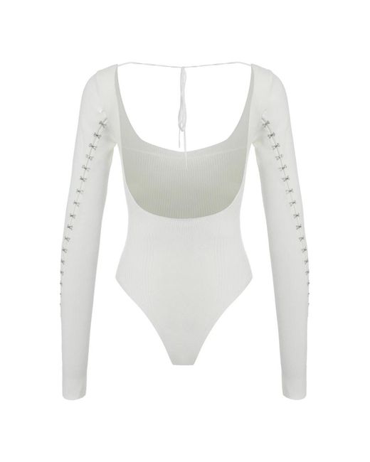 Anna October Tops ,Wit ,Long Sleeve Knitted Body in het White