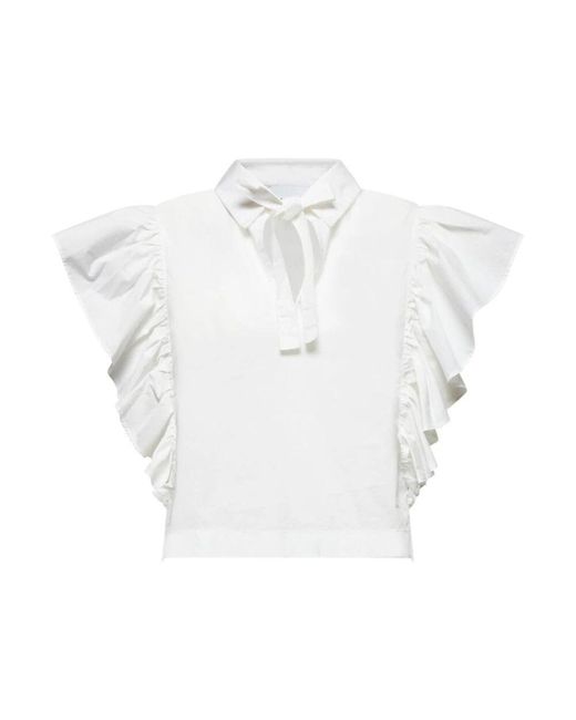 Silvian Heach White Bluse Mit Rüschen