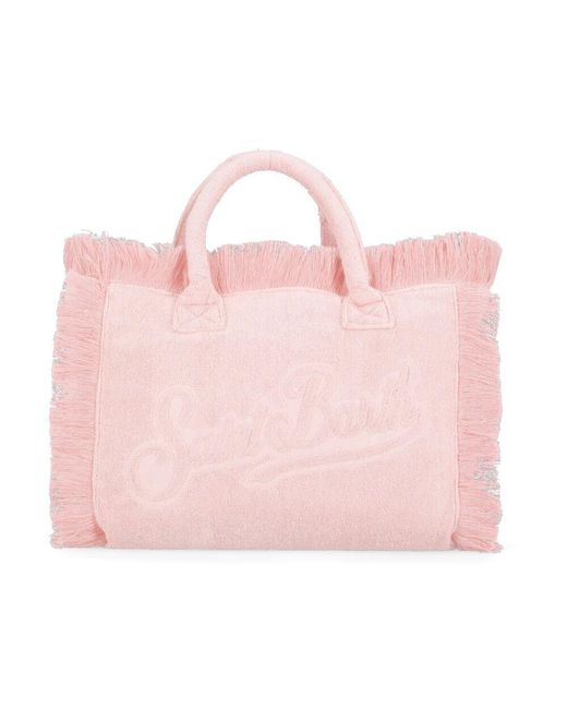 Mc2 Saint Barth Pink Rosa Baumwoll-Schultertasche Mit Fransen