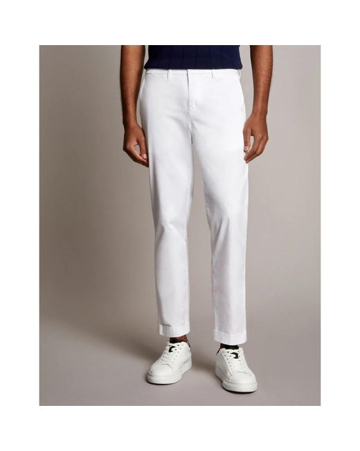 Fay White Slim-Fit Trousers for men