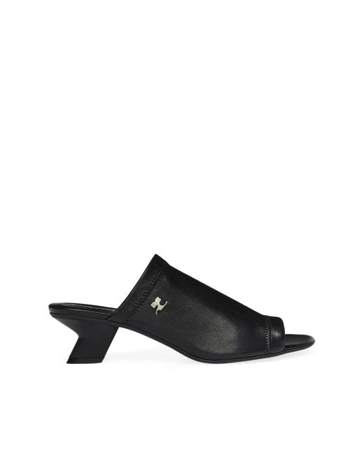 Courreges Black Heeled Mules