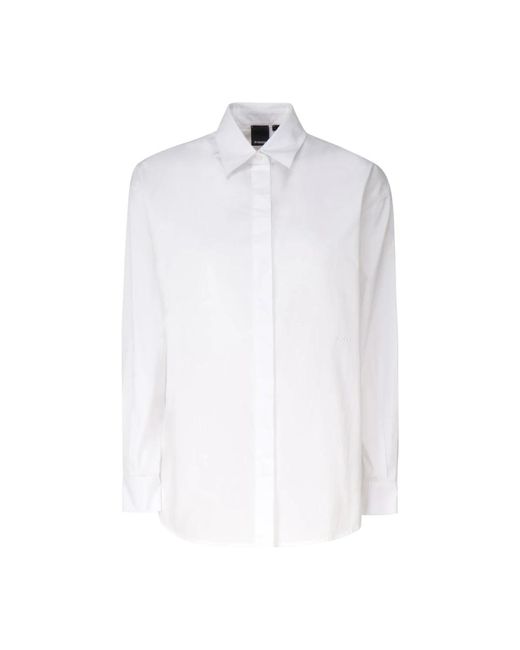 Pinko White Klassisches weißes hemd mit logo-stickerei