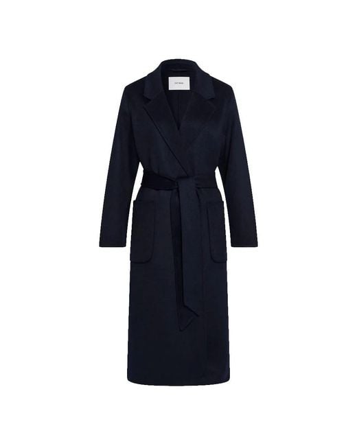 IVY & OAK Blue Dunkelblauer Wollmantel Mit Revers