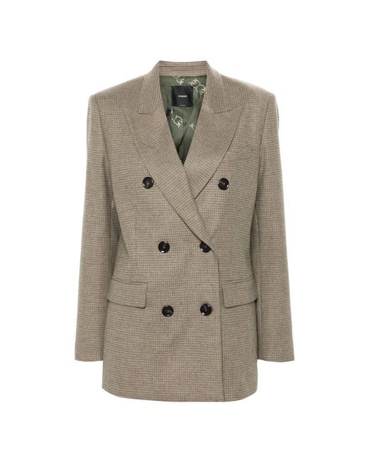 Pinko Jassen ,Veelkleurig ,Wol Multicolour Wollen Viscose Blazer in het Natural