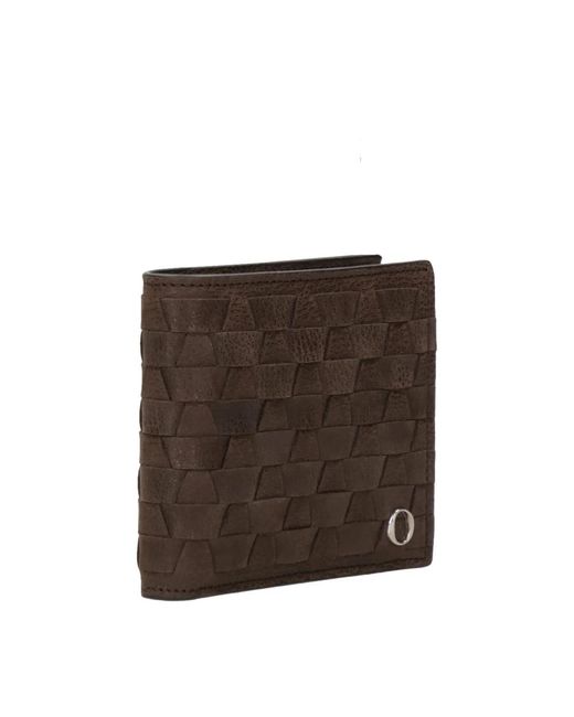 Orciani Accessoires ,Bruin ,Leer Bruine Leren Portemonnee Met Geweven Motief in het Brown voor heren