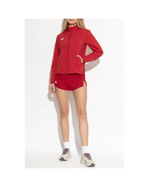 Adidas Fitness ,Rood ,Leer Adizero Essentials Jacket in het Red