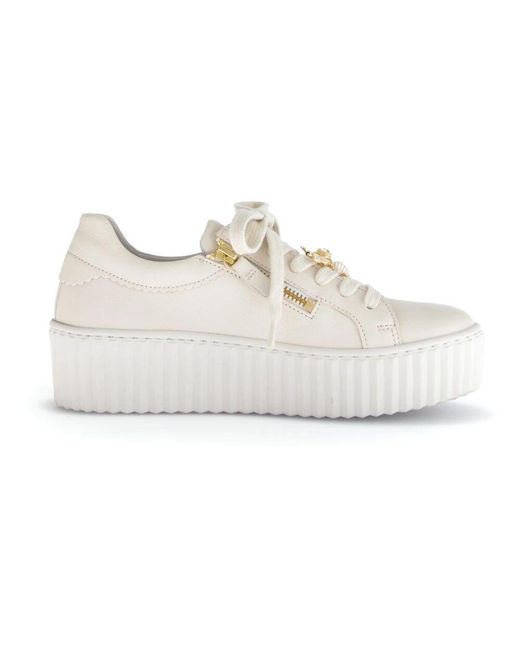 Gabor White Beiger Leder Sneaker